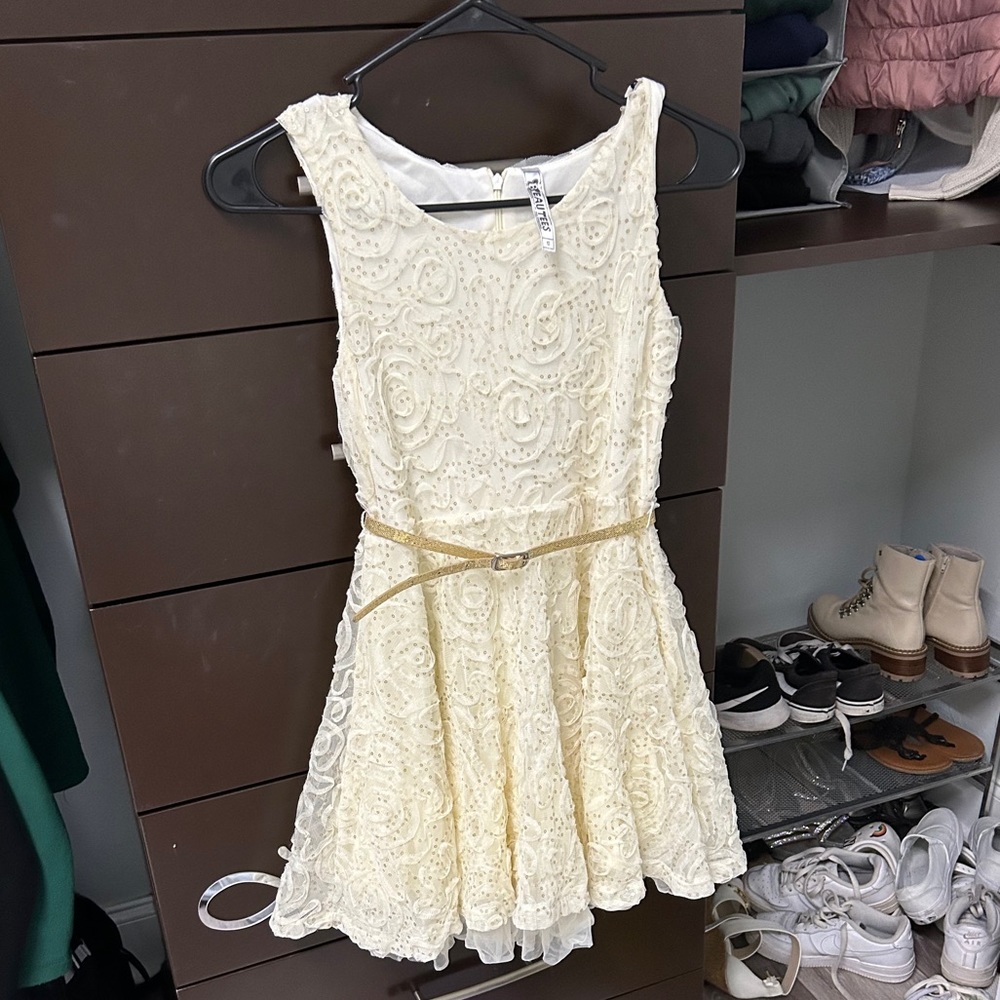 Cream girls, floral dress with sequins